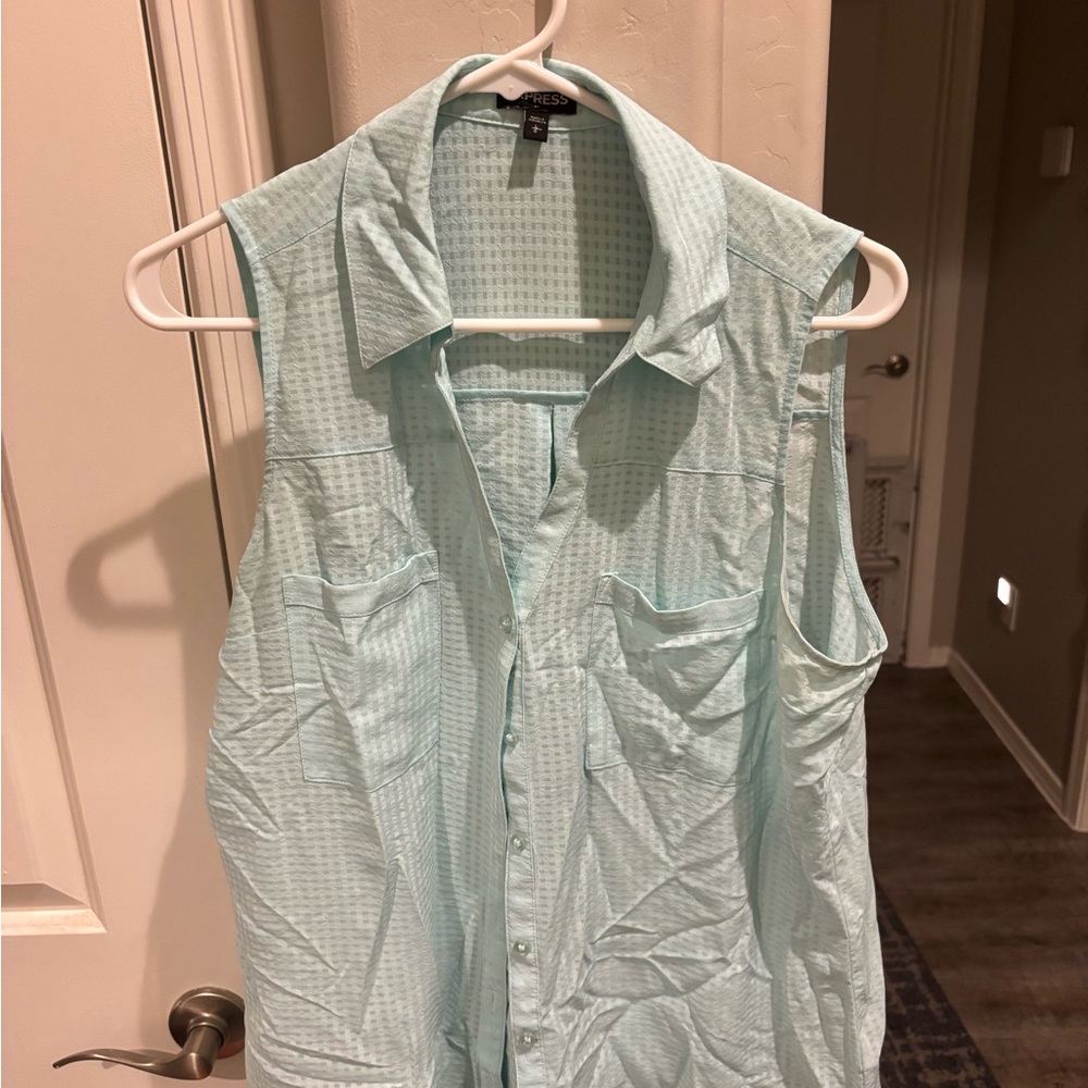 Express Light Blue Sleeveless women Shirt